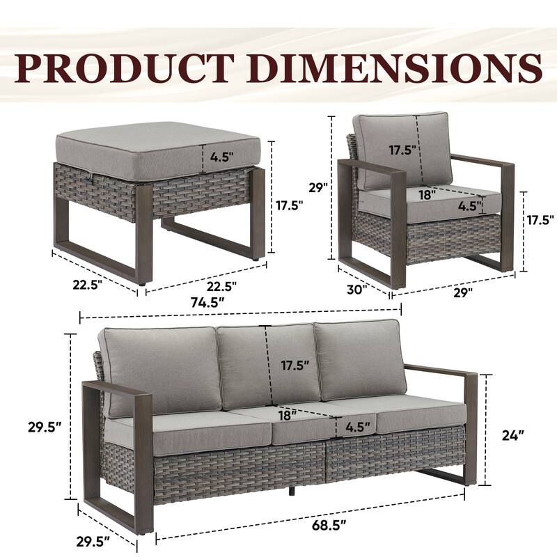 Gymojoy Outdoor Wicker Patio Furniture Sofa Set