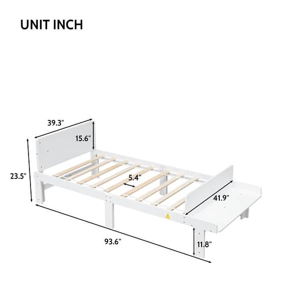 dimension image slide 1 of 2, Modern Twin Bed with Footboard Bench Ideal for Any Youthful Bedroom