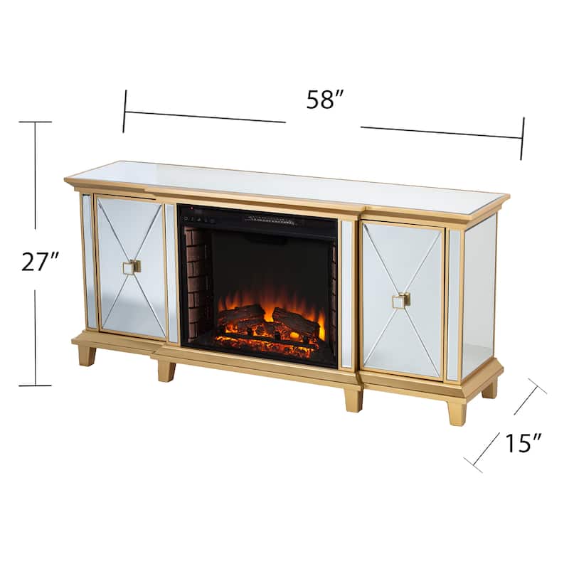 SEI Furniture Talmar Mirrored Fireplace Media TV Stand for TV's up to 62"