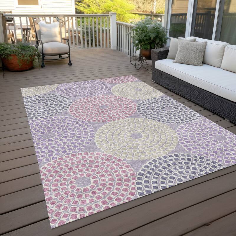 Machine Washable Indoor/ Outdoor Chantille Contemporary Geo Rug