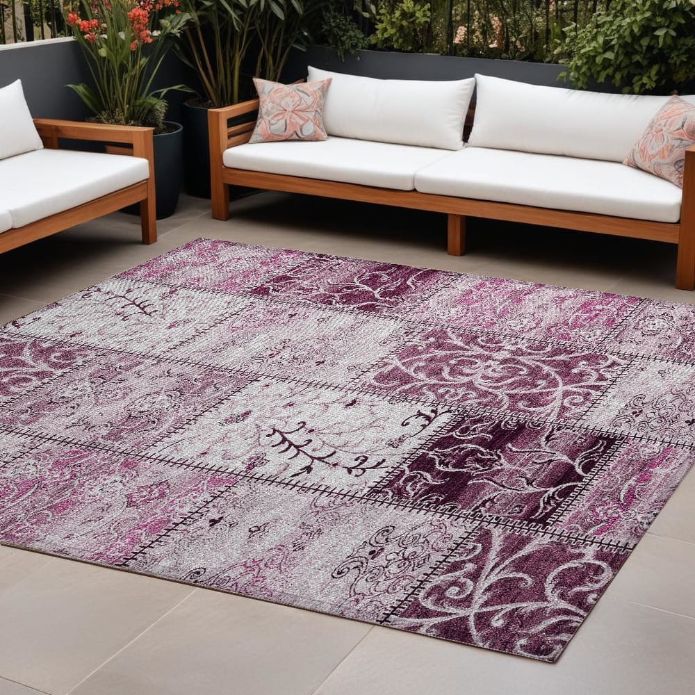 Alvave Patchwork Weather Resistant Blended Style Outdoor Rug