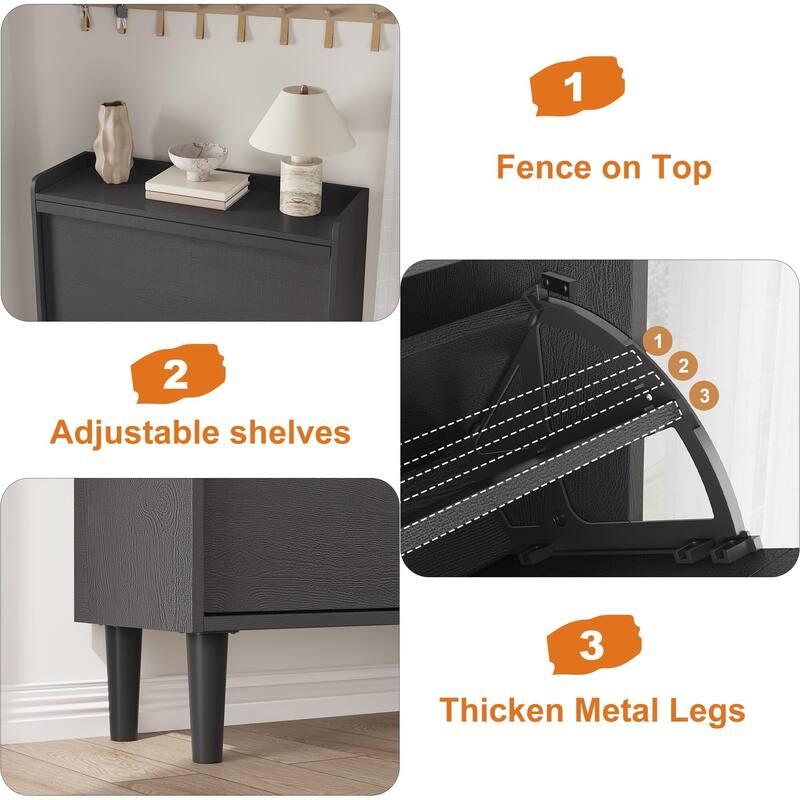 Drawer Wooden Shoe Cabinet with Adjustable Shelves