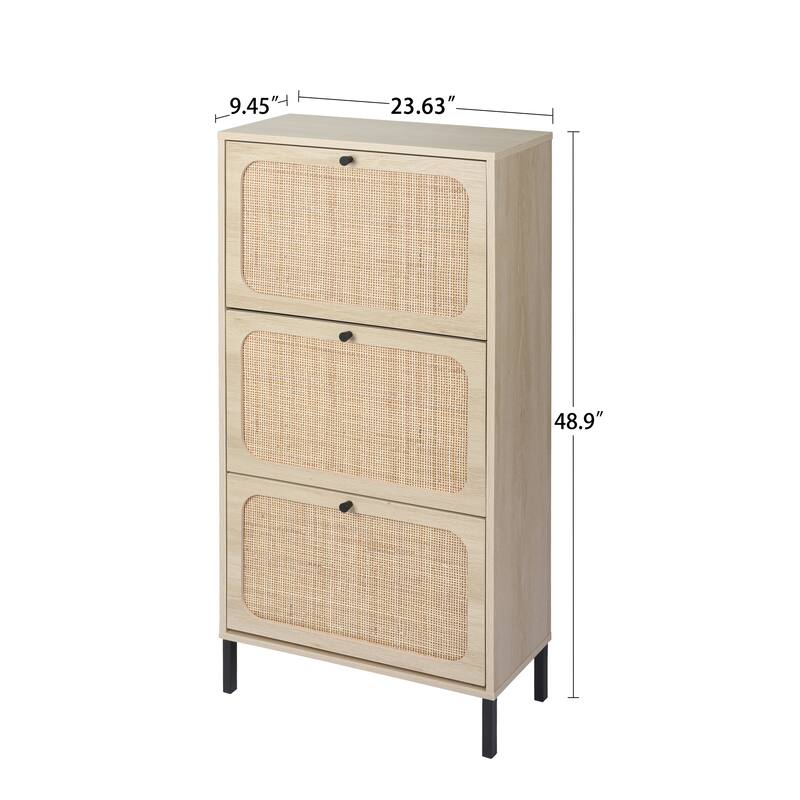 3 Door Shoe Rack, Freestanding Modern Shoe Storage Cabinet, for Entryway