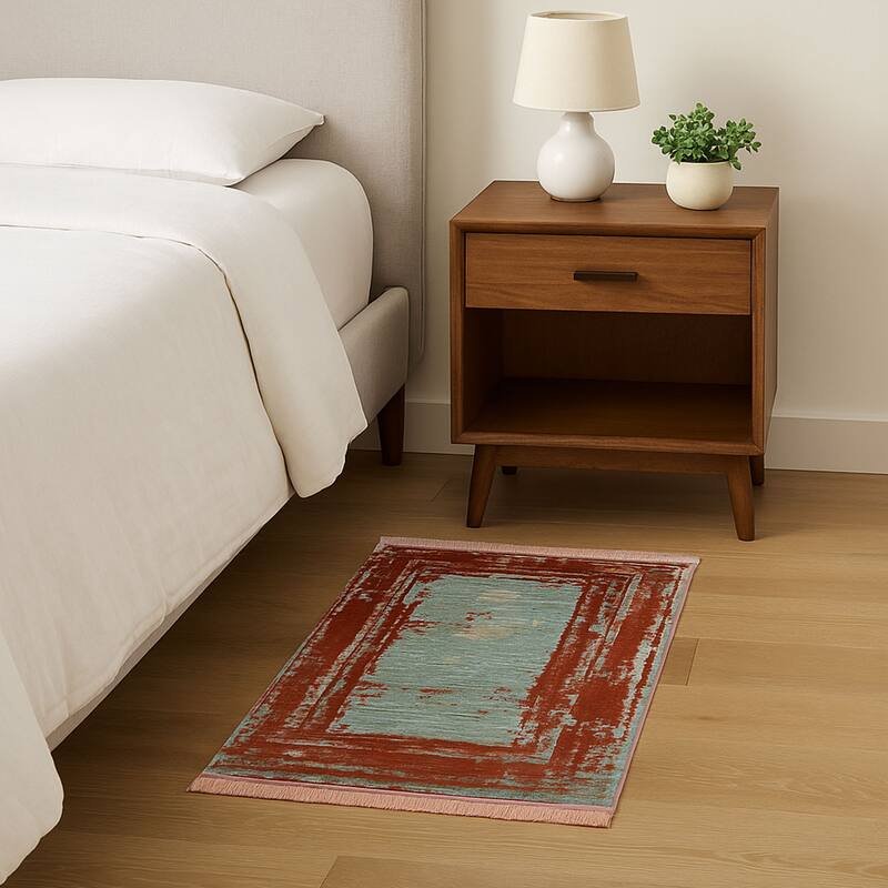 HERAT ORIENTAL Turkish Modern Erased Design Wool & Silk Rug - 2' x 2'11"