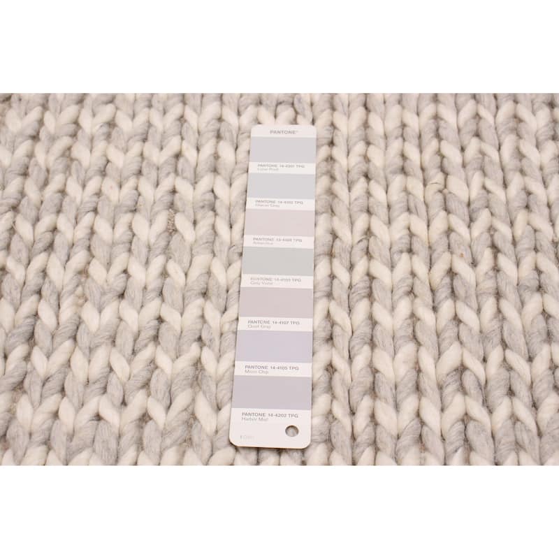 ECARPETGALLERY Braid weave Sienna Silver Wool Rug - 2'3 x 8'0