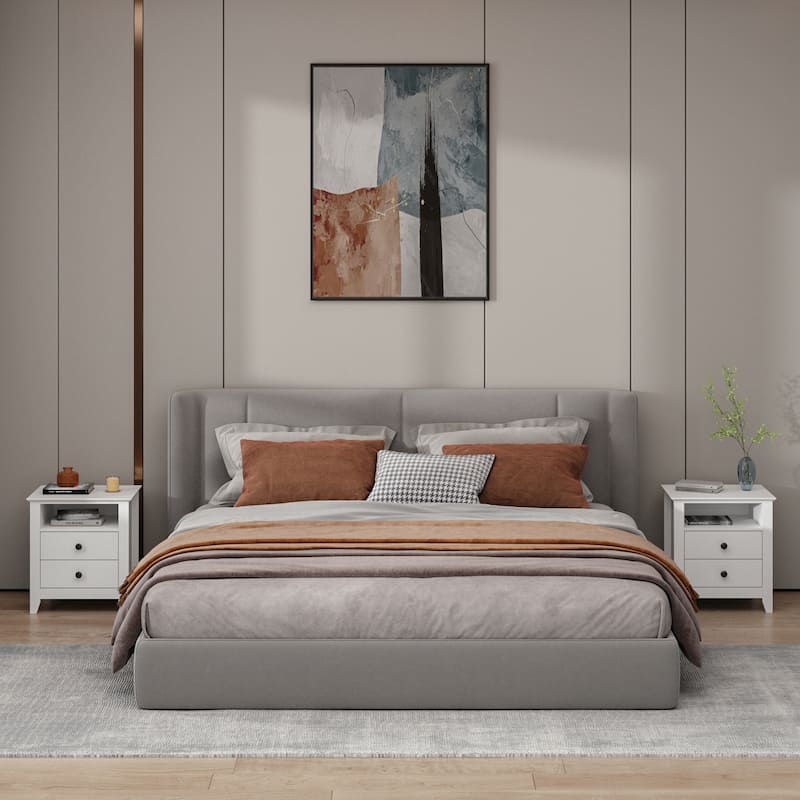 Timechee 21.7'' Tall 2 - Drawer 1- Shelf Nightstand in White End Table
