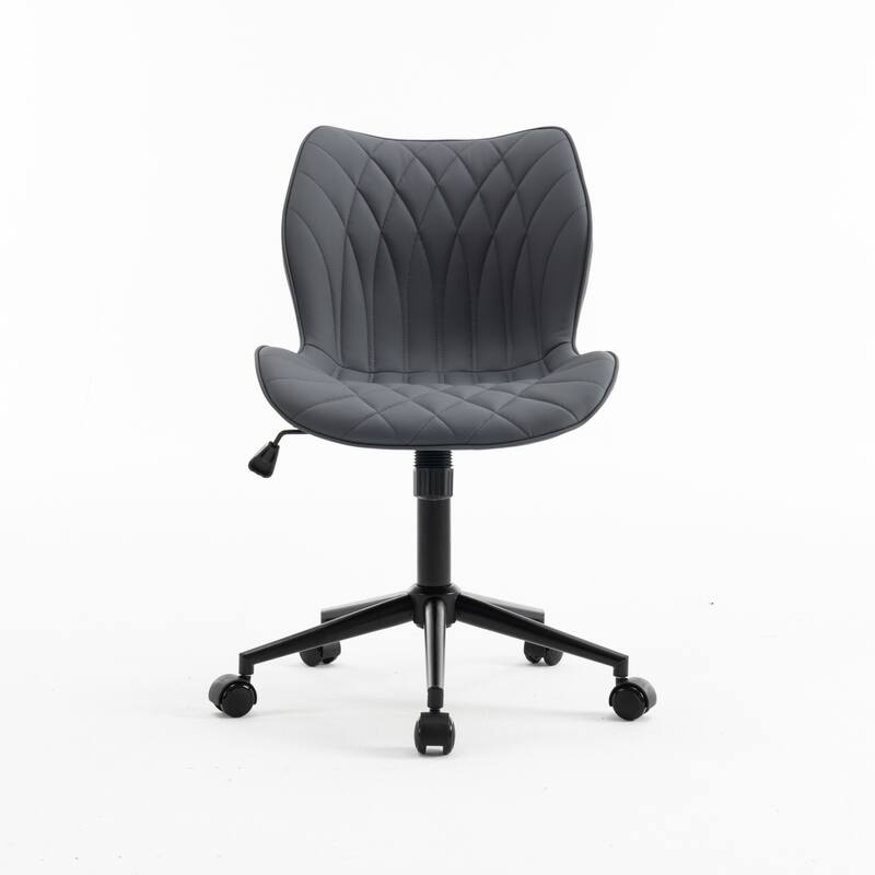 Faux Leather Office Chair with Wheels, Upholstered Task Chair