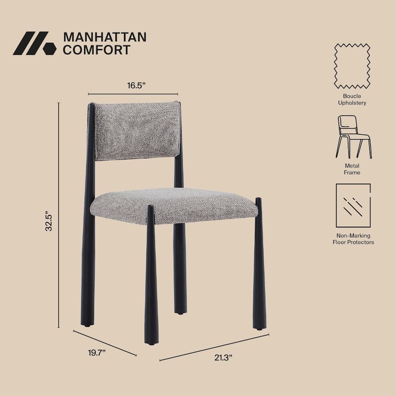 Manhattan Comfort Lennor Metal Boucle Side Chair Set of 2