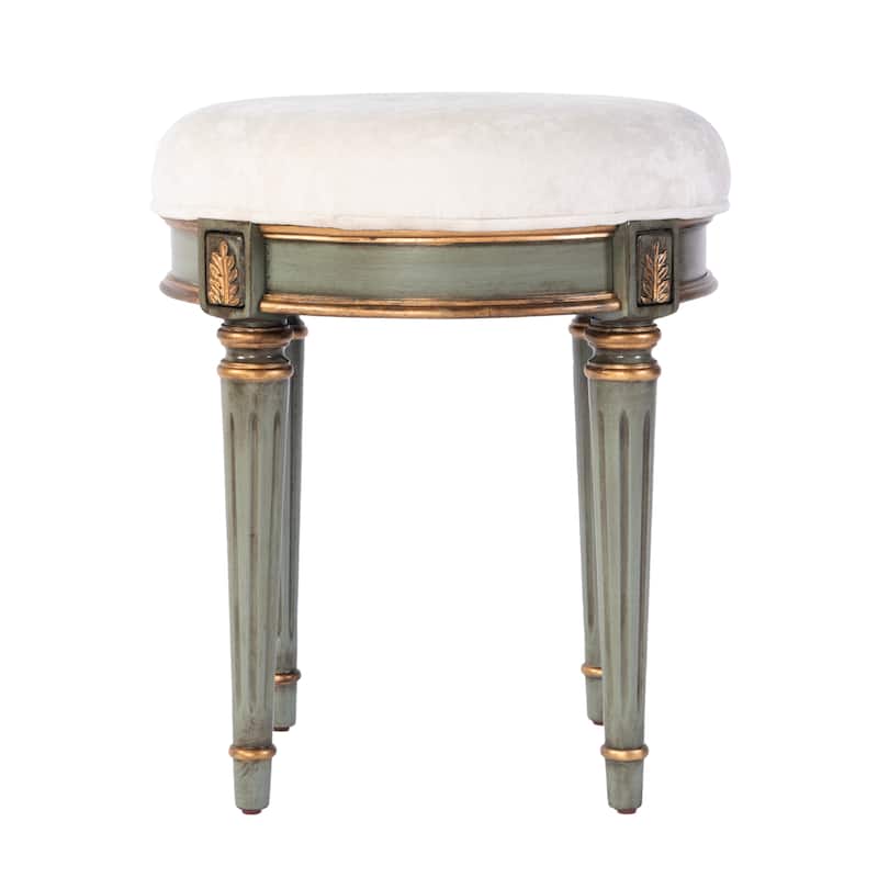 Bernadette 18.5 in. Seat Height Round Upholstered and Wood Traditional Vanity Stool