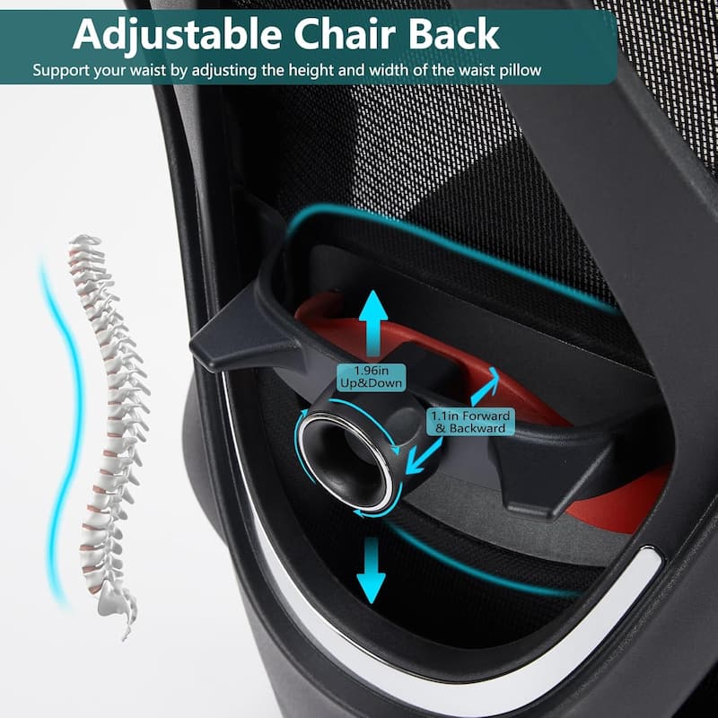 Home Office Desk Chair, Ergonomic High Back Big Tall Computer Chairs, 2D Armrest Adjustable Lumbar Support & Headrest
