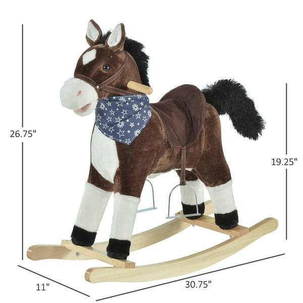 Shop Qaba Kids Plush Ride On Rocking Horse Toy Cowboy Rocker With Fun Realistic Sounds For Child 3 8 Years Old Overstock 32191967 Brown