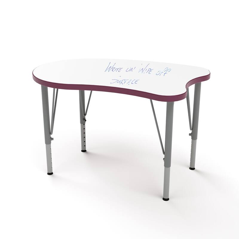 Tot Mate Versa Kids Desk Curve Shape Small Laminate Surface 31.5" x 20" Classroom Table, Write-On/Wipe-Off Dry Erase Top