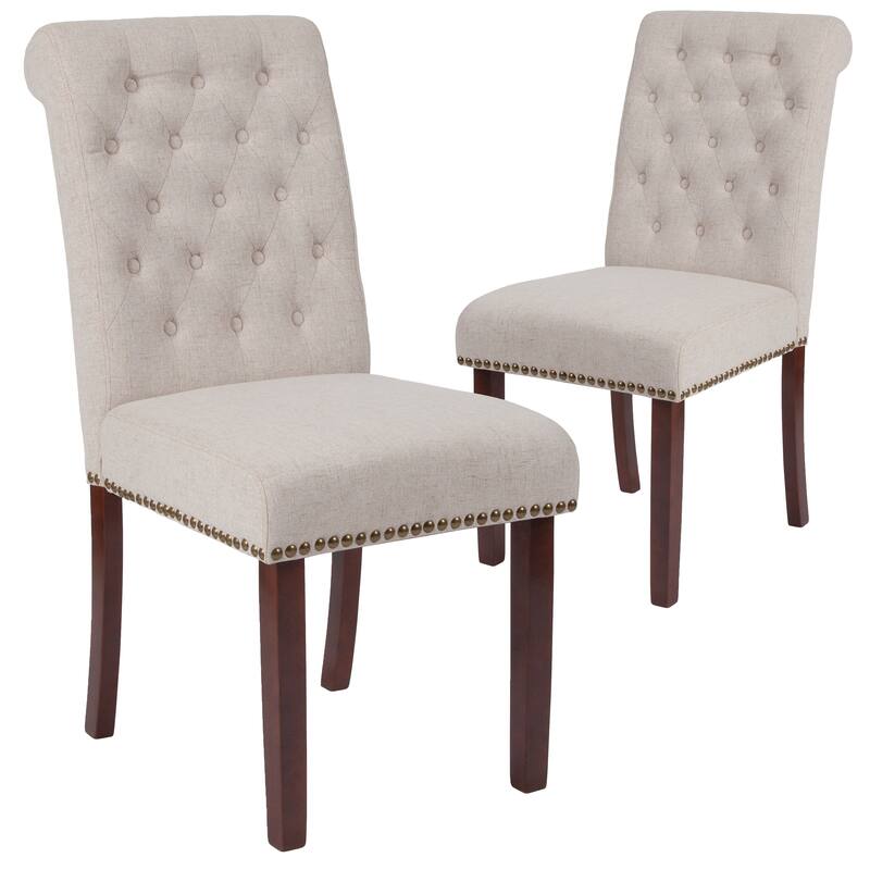 Parsons Rolled Back Accent Nail Trim Chairs (Set of 2) - 18.5"W x 27.5"D x 39.75"H