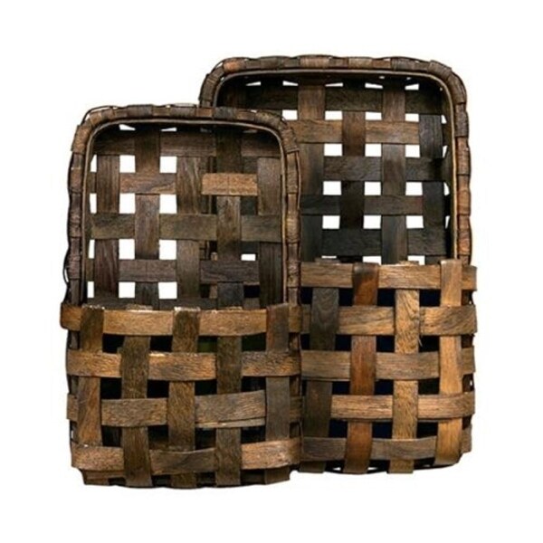 Shop 2/Set Brown Tobacco Wall Pocket Baskets Free Shipping Today