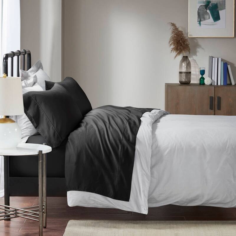 Madison Park 1500 Thread Count Cotton Blend 4 PC Sheet Set - California King - Black