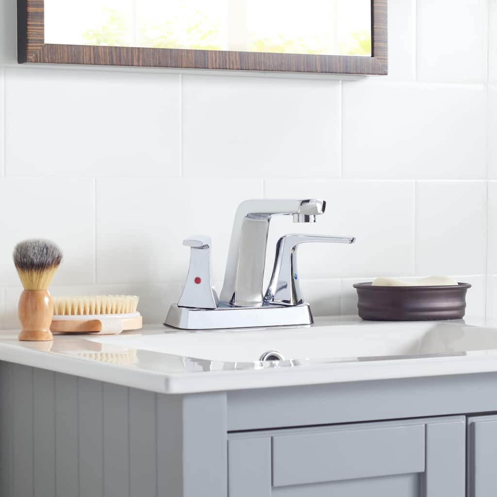 SAFAVIEH Solea Buena Stainless Steel Centerset Dual Handle Bathroom Faucet - 9.8" x 6.3" x 5.6" - 10Wx6Dx6H