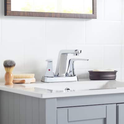 SAFAVIEH Solea Excel Stainless Steel Centerset Dual Handle Bathroom Faucet - 9.8" x 6.3" x 5.6"