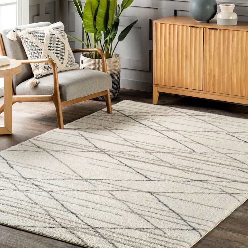 Pick-Up-Sticks Machine Washable Wool Area Rug