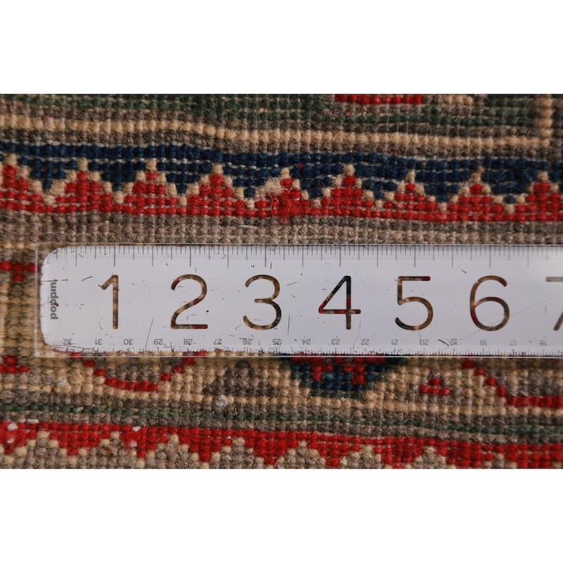 Green Geometric Kazak Oriental Accent Foyer Rug Handmade Wool Carpet - 2'0"x 3'0"