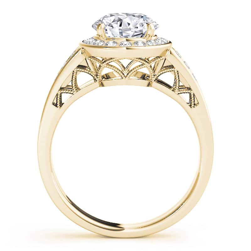 Auriya 14k Yellow Gold Lab Grown Round Diamond Halo Engagement Ring 0.50 to 5.00 ct. tw. (F-G VS)