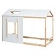 preview thumbnail 7 of 7, Modern Twin Size House Platform Kids Bed with Roof and Window, Solid Pine Wood Frame, Easy to Assemble, White+Natural