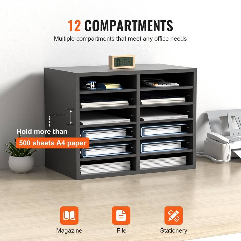 12 Compartments Office Literature Organizers with Adjustable and Removable Shelves Perfect Addition to Any Space