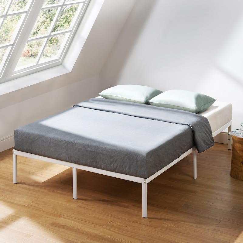 Metal 14-inch Platform Bed Frame By Crown Comfort - White - King