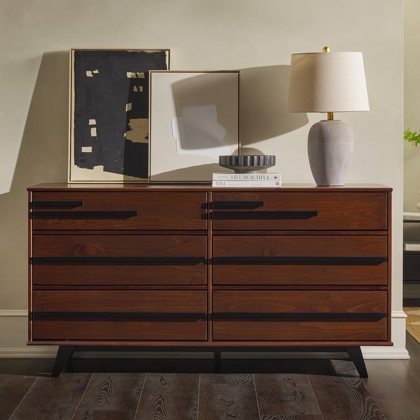 walker edison 6 drawer mid century modern wood dresser Sloane Mid Century Modern 6 Drawer Solid Wood Dresser
