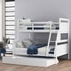 preview thumbnail 10 of 16, Twin over Full Bunk Bed with Ladder, Twin Trundle, and Full-Length Guardrail - Sturdy Pine Wood Construction White