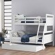 preview thumbnail 1 of 7, White Twin over Full Bunk Bed with Inclined Ladder, Trundle, and Guardrails White