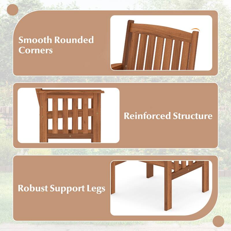 Gymax Patio Dining Chairs Set of 4 w/Slatted Backrest Seat for Balcony