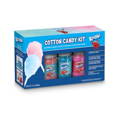 Kool-Aid Cotton Candy Flossing Sugar – Blue Raspberry, Strawberry, Tropical Punch – 3 Pack