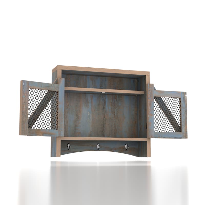 DH BASIC Farmhouse Blue Entryway Wall Organizer with Hooks by Denhour