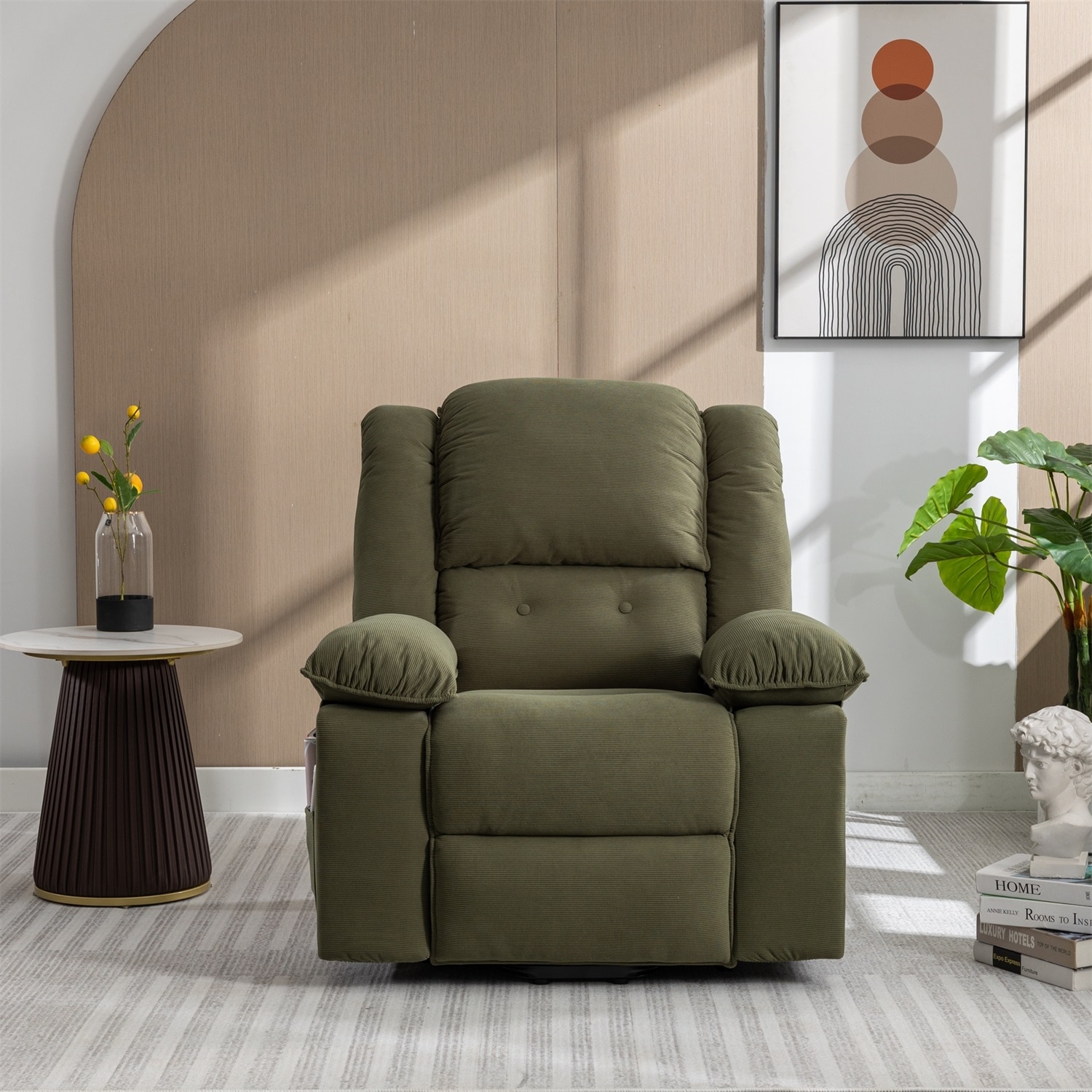 Merax brown pu leather recliner power outlet lift chair