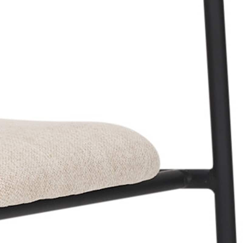 HomeRoots Cream and Black Upholstered Fabric And Metal Open Back Dining Side Chair - 21.25 in. x 32 in. x 22.25 in.