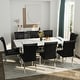 preview thumbnail 179 of 193, 65 inch Faux Marble Dining Table Set with Boucle Dining Chairs