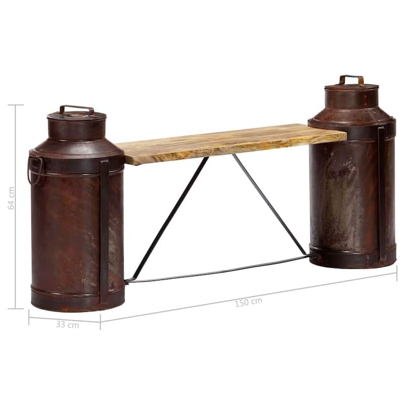 vidaXL Milk Bottle Bench 59.1"x13"x25.2" Solid Mango Wood - 59.1" x 13" x 25.2"