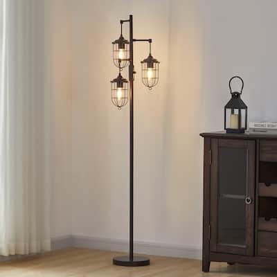 KAWOTI 67.75 inch 3-Light Farmhouse Floor Lamp (Bronze)