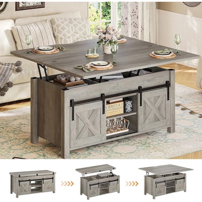 Lift Top Coffee Table 2 Sliding Barn Doors Storage Dining Table