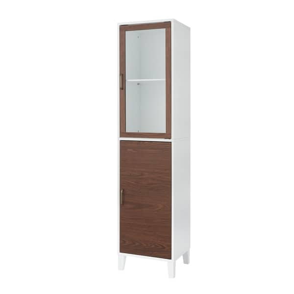 slide 1 of 7, Teamson Home Tyler Modern Wooden Linen Tower Cabinet, Walnut and White