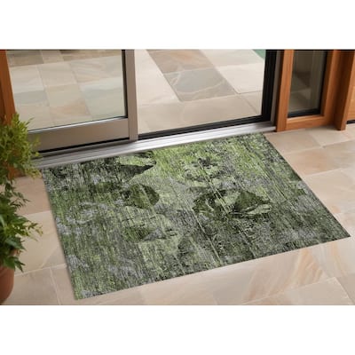Almi Garden-Inspired Weather Resistant Blended Style Outdoor Rug