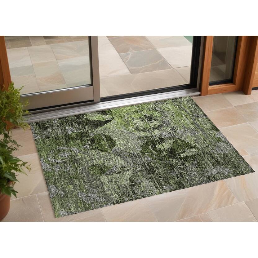 Almi Garden-Inspired Weather Resistant Blended Style Outdoor Rug