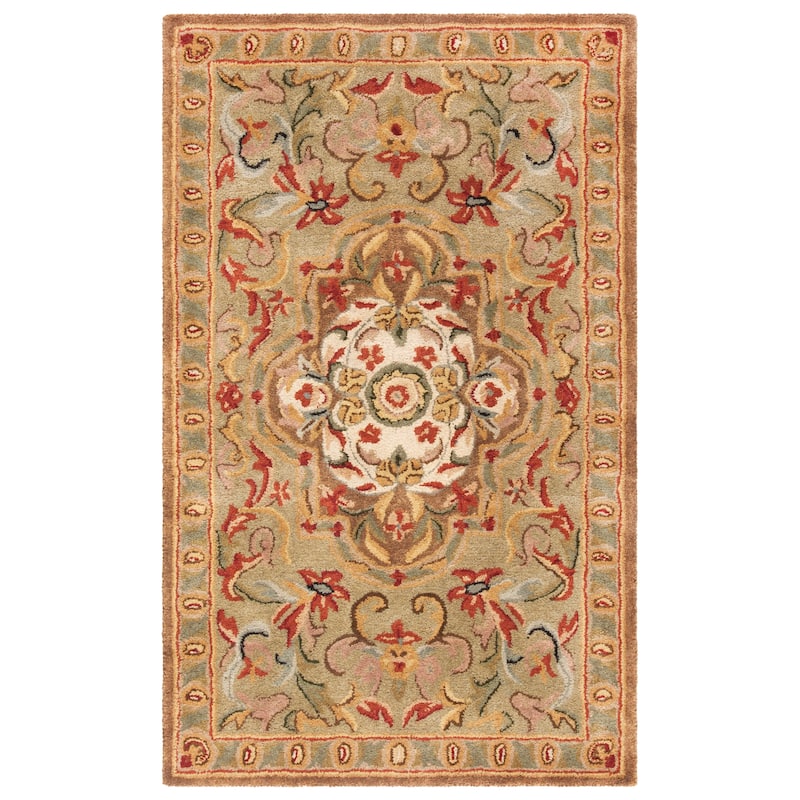 SAFAVIEH Handmade Classic Nidhi Traditional Oriental Wool Rug - 3' x 5' - Beige/Olive
