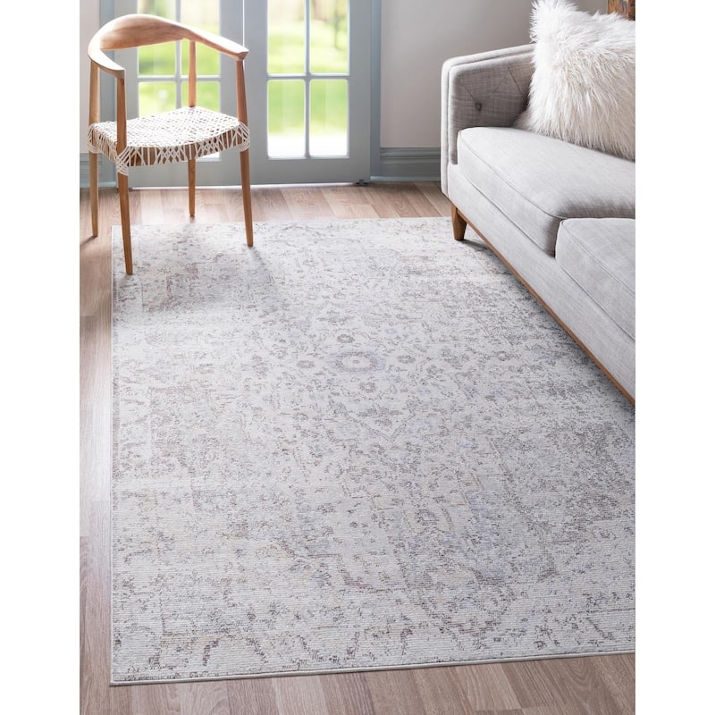 Traditional Kosmas Collection Area Rug - Light Gray - 4'x6'