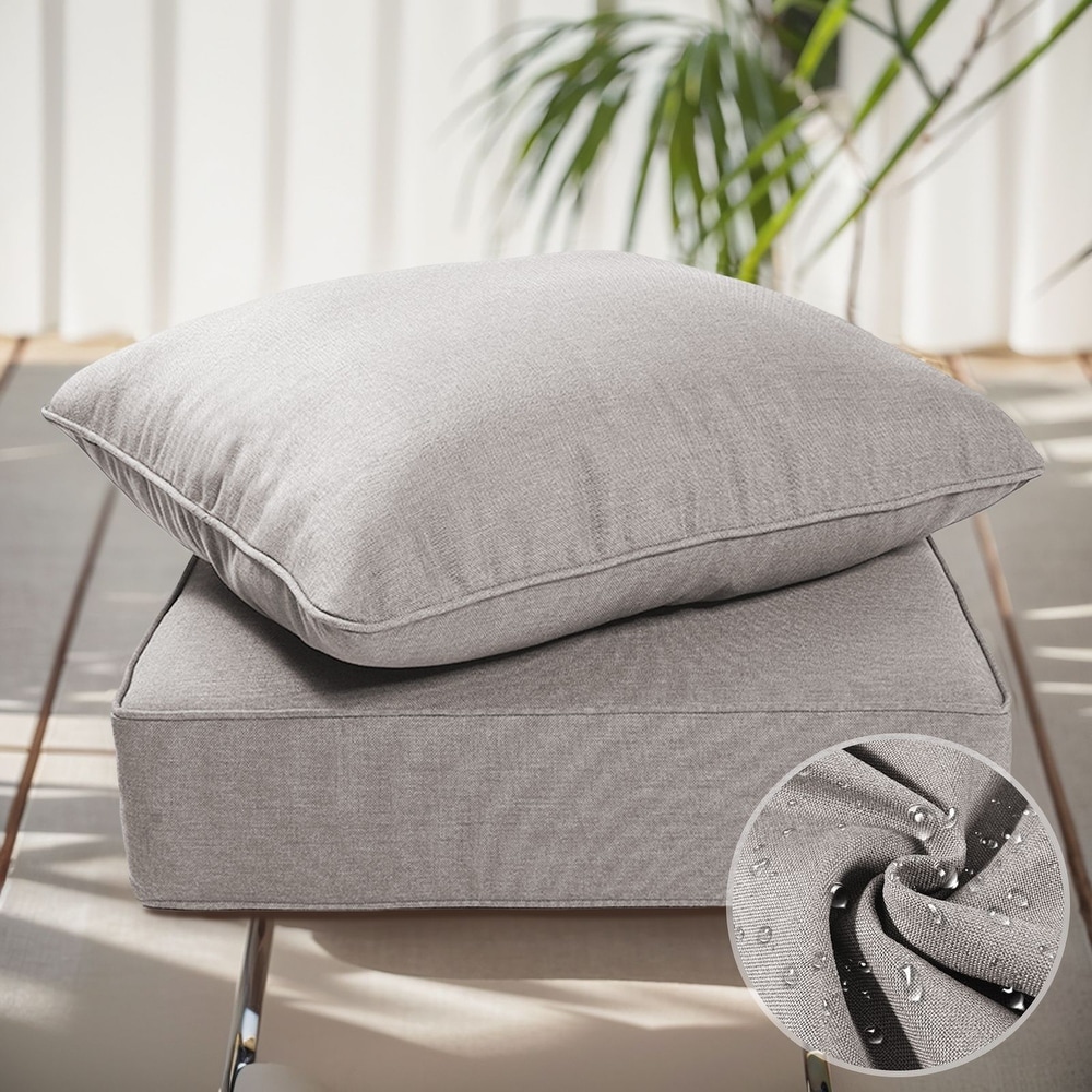 Gymojoy 24"x24"x6" Thick Cushions & Pillows Set - Deep Seat Indoor/Outdoor Water & Fade Resistant