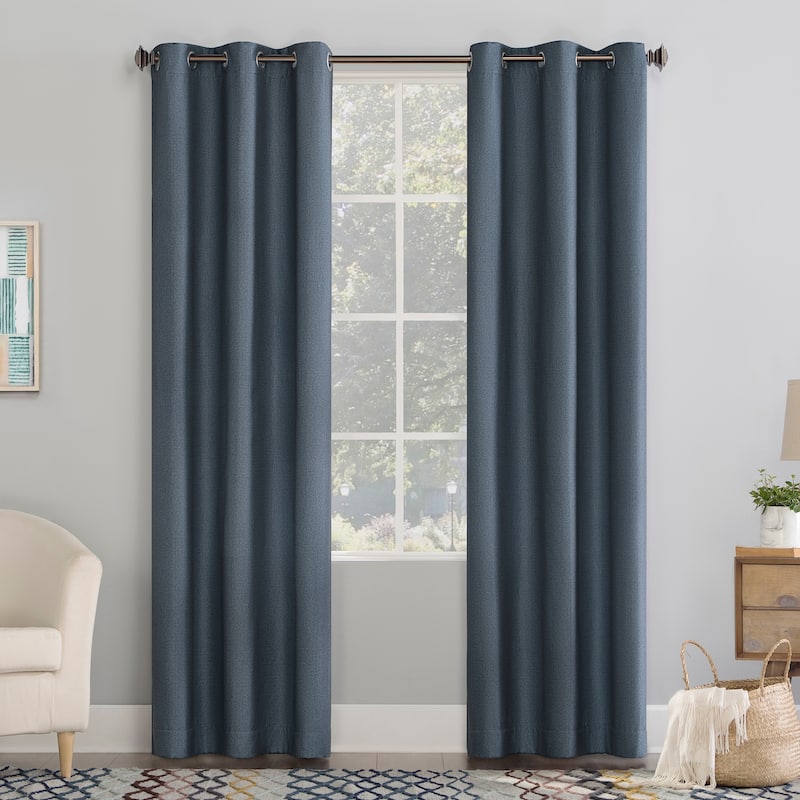 No. 918 Lindstrom Textured Draft Shield Fleece Insulated Room Darkening Grommet Curtain Panel, Single Panel