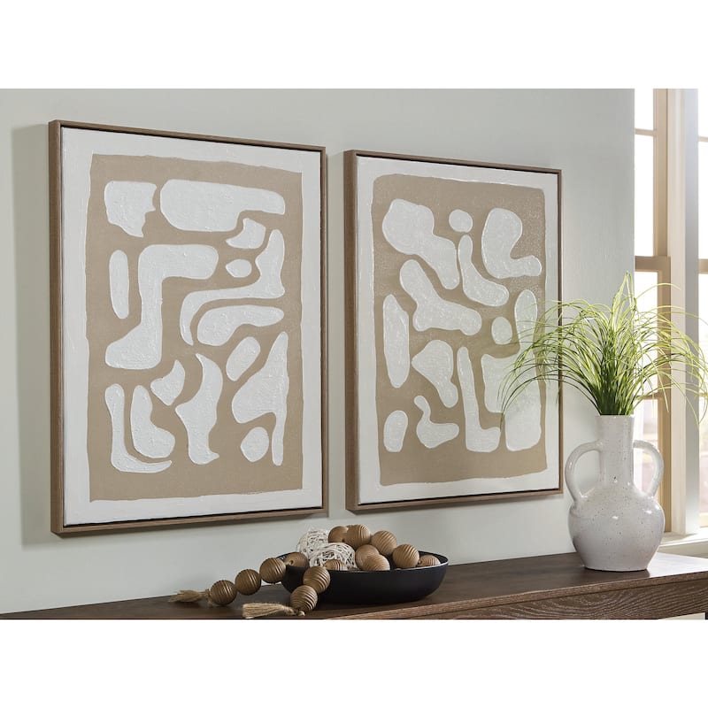 Signature Design by Ashley Waldett Beige/White Wall Art (Set of 2)