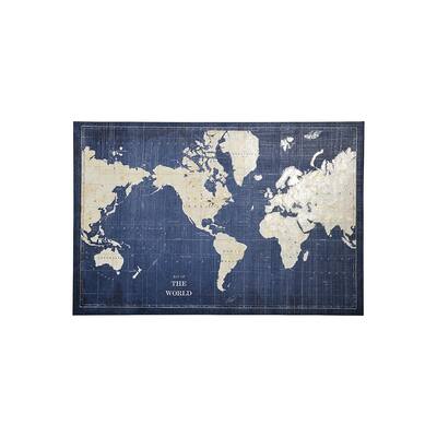 Blueprint World Map (51 x 34) Canvas Art Print