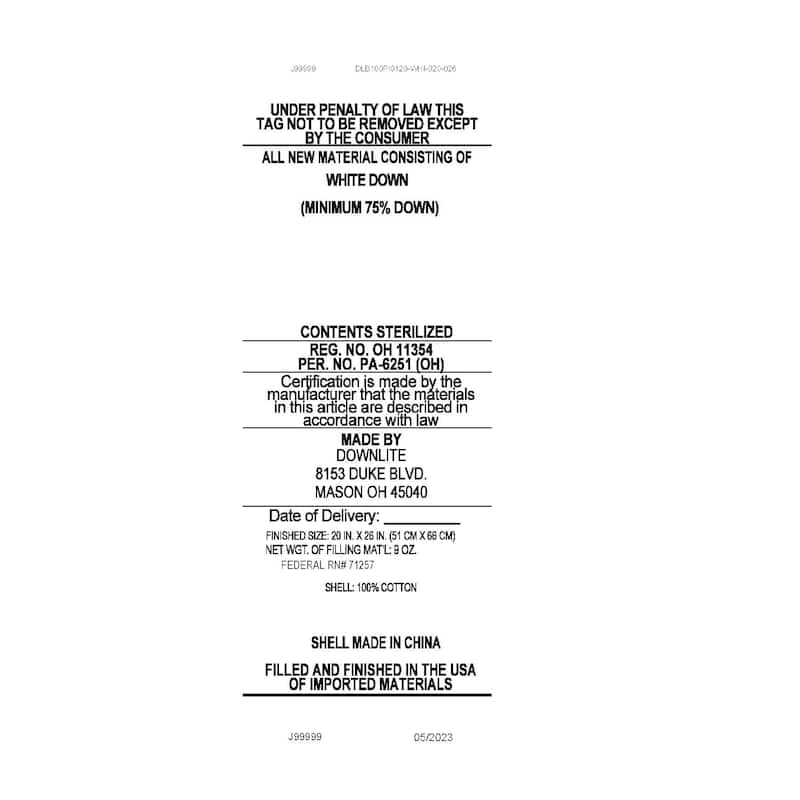 Downlite Soft Down Stomach Sleeper Pillow - White