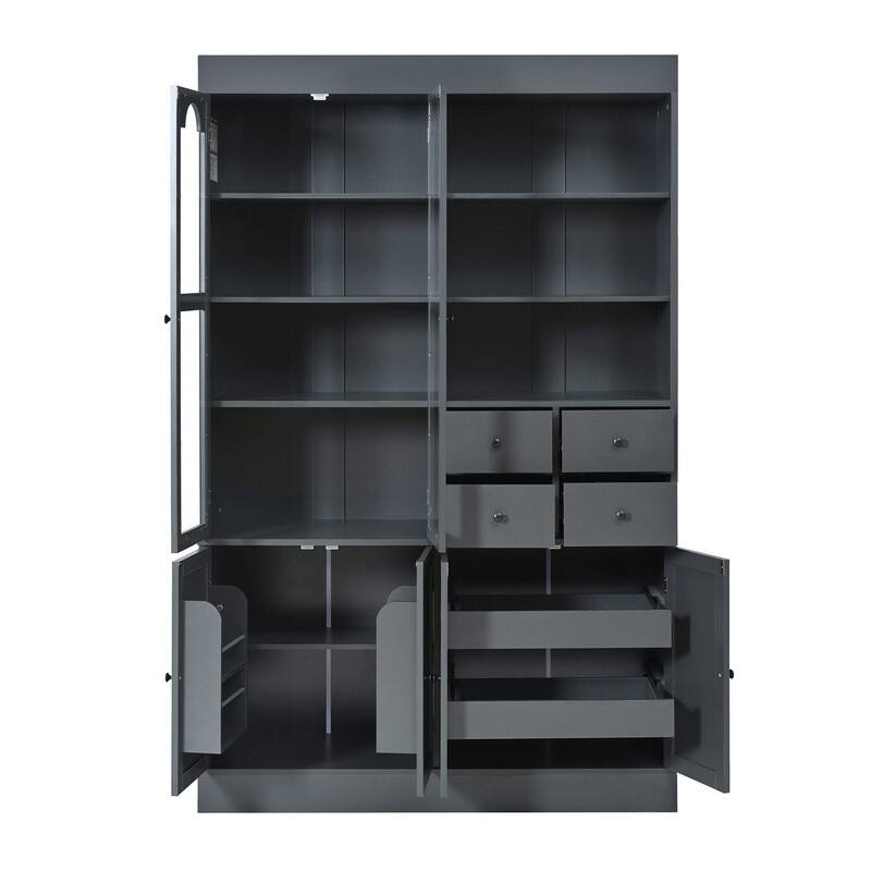 75" Freestanding Buffet with Hutch, Tall Kitchen Pantry Cabinet with Drawers, Shelves and Pull-out Trays for Maximized Storage